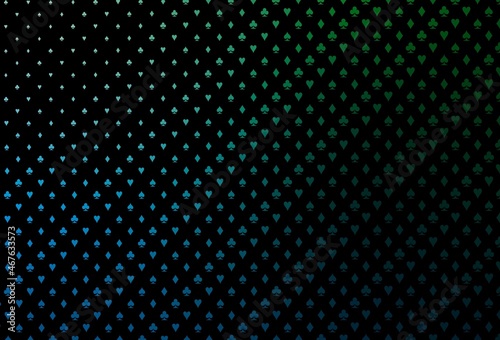Dark blue, green vector pattern with symbol of cards.