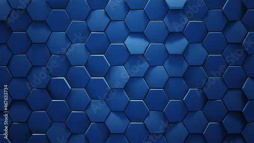Blue hexagonal geometric ba...
