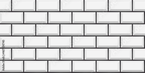 White subway tile seamless pattern. Wall with brick texture. Vector geometric background design