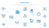 hackathon concept with icon set template banner with modern blue color style