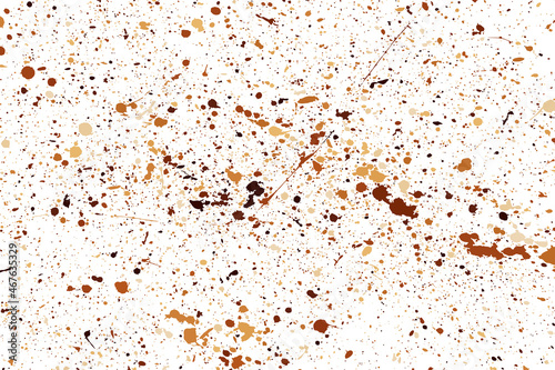 Abstract Coffee Splashes Isolated On White Background. Chocolate Shades Texture. Brown Particles. Digitally Generated Image. Vector Illustration, EPS 10.