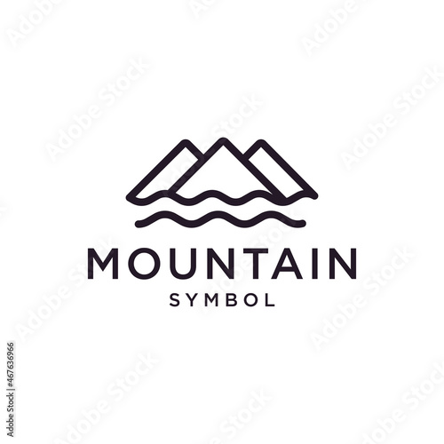 Vintage Mountain Sea Adventure Logo design template