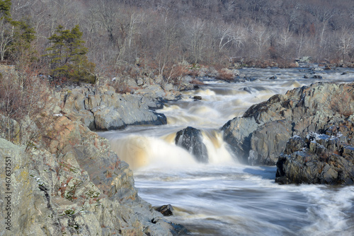 Great Falls National Park in winter - Circa Washington DC United States