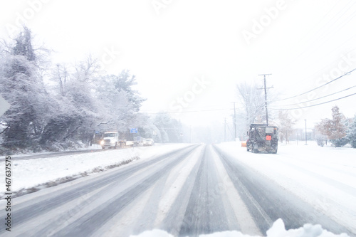 snow-covered road in winter