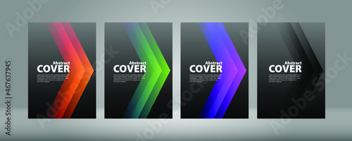 Cover А4, gradient on a black background. Vector collection of colorful gradien modern abstract banners on black background, lux background. . Rainbow Gradient Set. Color Background. Mash gradient. 