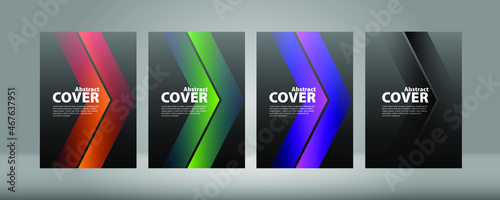 Cover А4, gradient on a black background. Vector collection of colorful gradien modern abstract banners on black background, lux background. . Rainbow Gradient Set. Color Background. Mash gradient. 