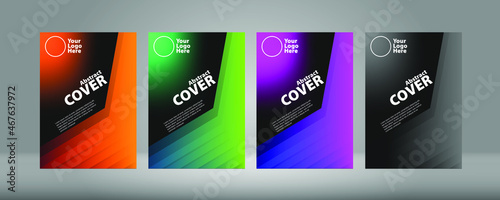 Cover А4, gradient on a black background. Vector collection of colorful gradien modern abstract banners on black background, lux background. . Rainbow Gradient Set. Color Background. Mash gradient. 