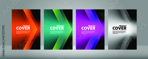 Cover А4, gradient on a black background. Vector collection of colorful gradien modern abstract banners on black background, lux background. . Rainbow Gradient Set. Color Background. Mash gradient. 