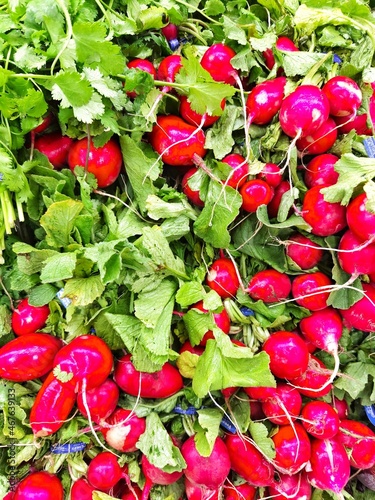 radishes on a white