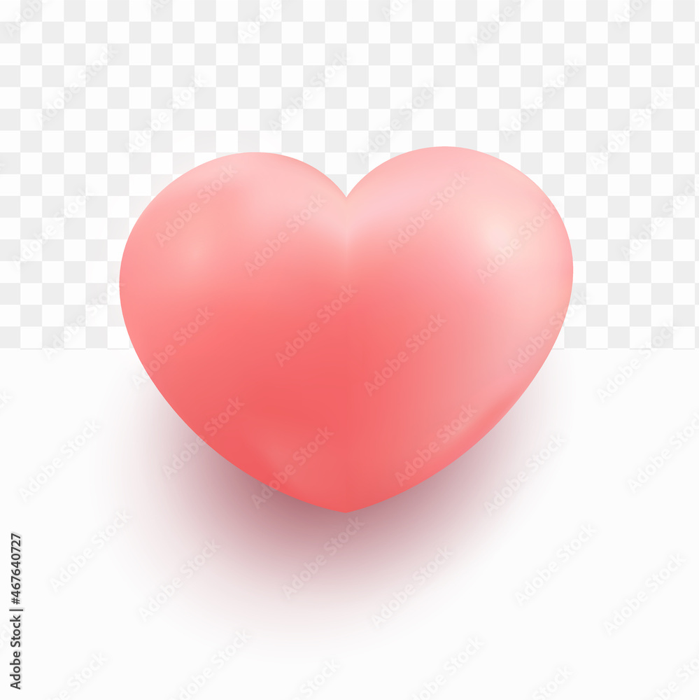 realistic cute pink lovr Heart shape 3d