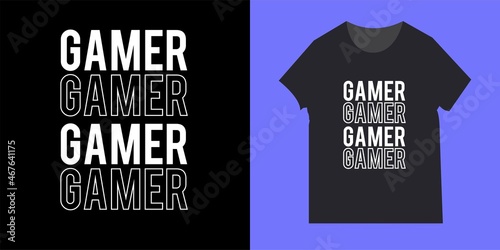 T-shirts and clothes in trendy design style with gamepad, typography. can be applied in the form of t-shirts, posters and other print media