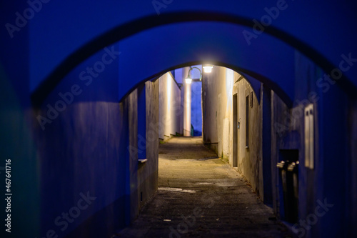 narrow street in the old town of enns inthe night © Wolfgang