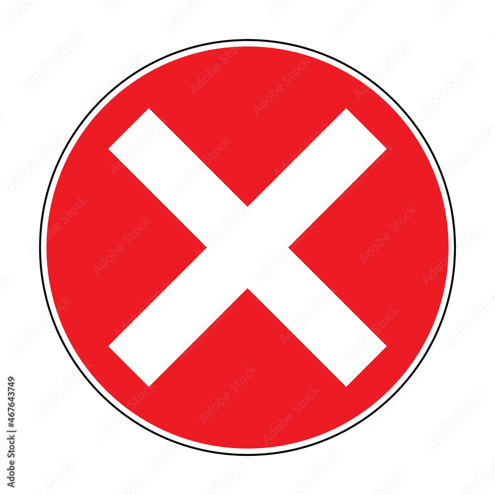 Error icon. Critical system failure symbol. Vector illustration of red circular sign with white cross icon inside. Alert, danger, warning, caution. Part of user interface. Error icon. Critical system failure symbol. Vector illustration of red circular sign with white cross icon inside. Alert, danger, warning, caution. Part of user interface.
