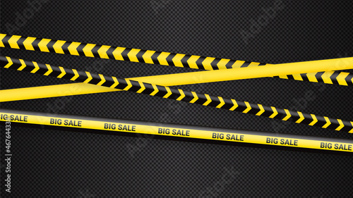Black Friday warning tapes, ribbobs. Template for black Friday sale. Background with danger tapes, police ribbon sign variation. Vector illustration.