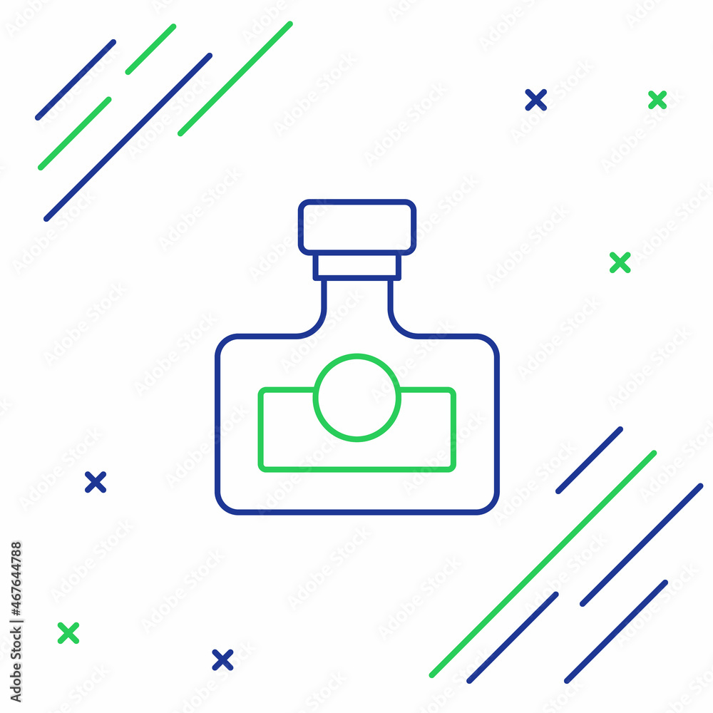 Obraz premium Line Alcohol drink Rum bottle icon isolated on white background. Colorful outline concept. Vector