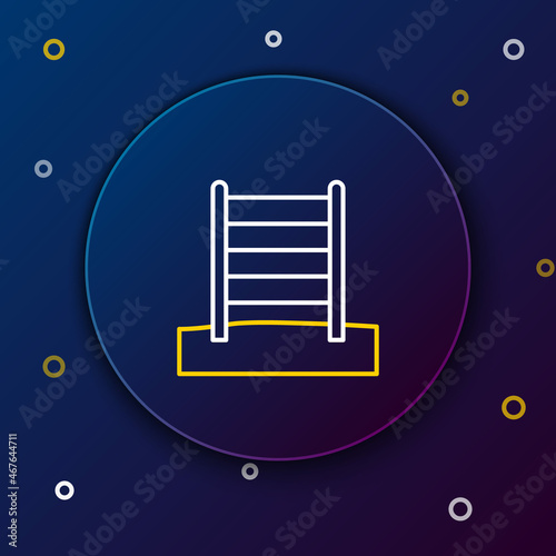 Line Wooden Swedish wall icon isolated on blue background. Swedish stairs. Colorful outline concept. Vector