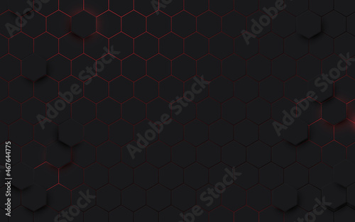 Abstract dark grey and red lines light hexagon geometric design background. Futuristic technology concept. Vector illustration