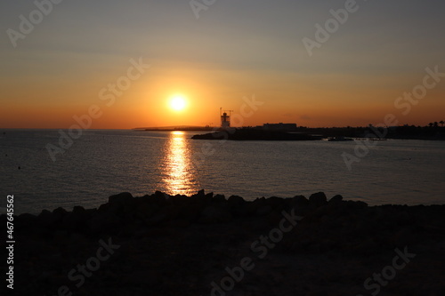 Sunset view sea view yellow and black 