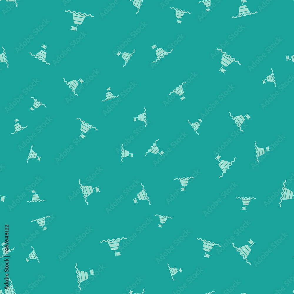 Green Floating buoy on the sea icon isolated seamless pattern on green background. Vector Green Floating buoy on the sea icon isolated seamless pattern on green background. Vector