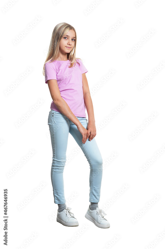 Cute girl posing isolated on white background Cute girl posing isolated on white background