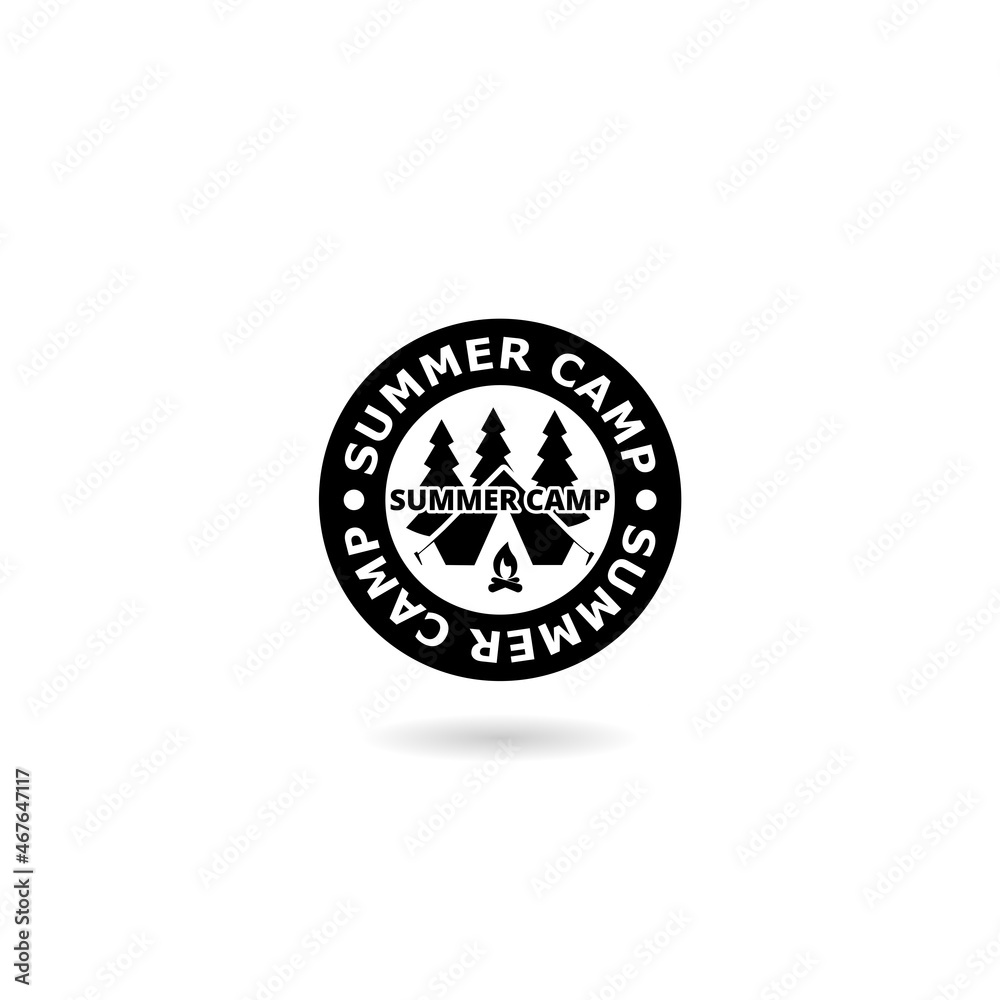 Fototapeta premium Summer camp stamp icon with shadow