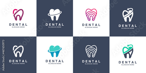 Dental logo collection for business Premium Vector