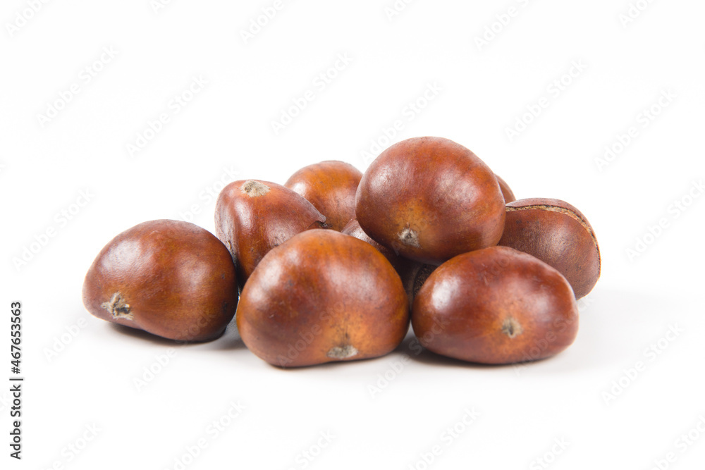 Close-up Chestnuts isolated on white background. Close-up Chestnuts isolated on white background.