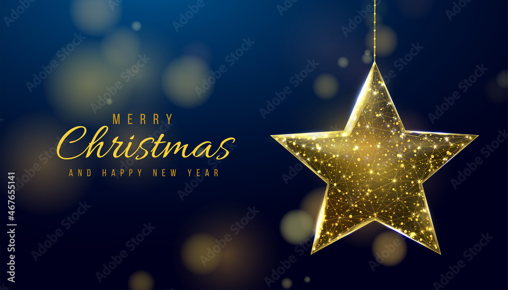 Wireframe gold star, low poly style. Banner for the concept of Christmas or New Year. Wireframe gold star, low poly style. Banner for the concept of Christmas or New Year.