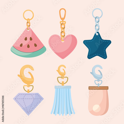 six keychain items