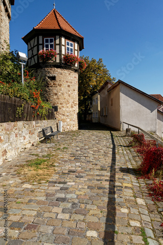 Die Kirchenburg in Ostheim vor der Rhön, Landkreis Rhön-Grabfeld, Biosphärenreservat Rhön, Unterfranken, Franken, Bayern, Deutschland.