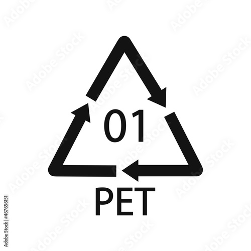 PET 01 recycling code symbol. Plastic recycling vector polyethylene sign.