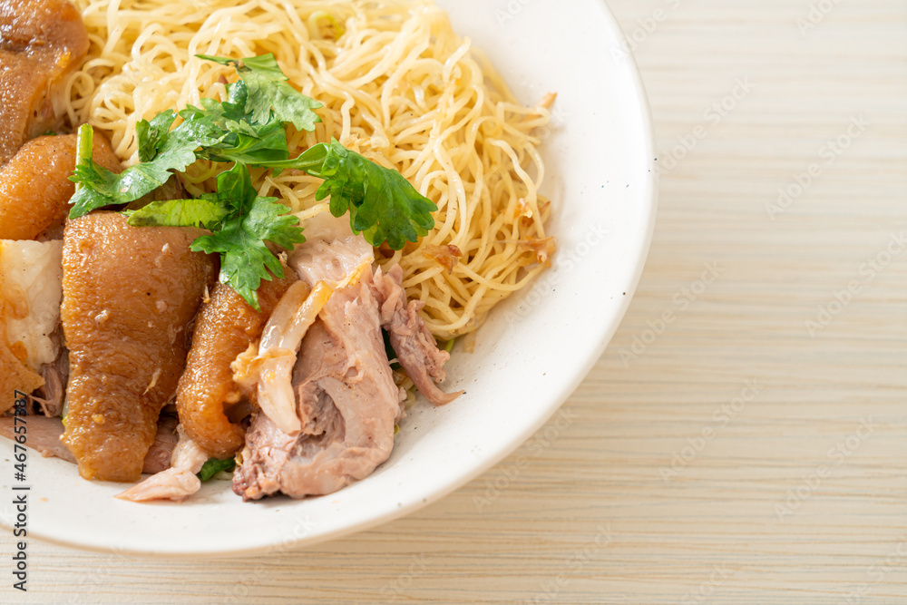 dried stewed pork leg noodles bowl dried stewed pork leg noodles bowl