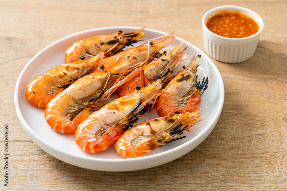 grilled river prawns or shrimps grilled river prawns or shrimps