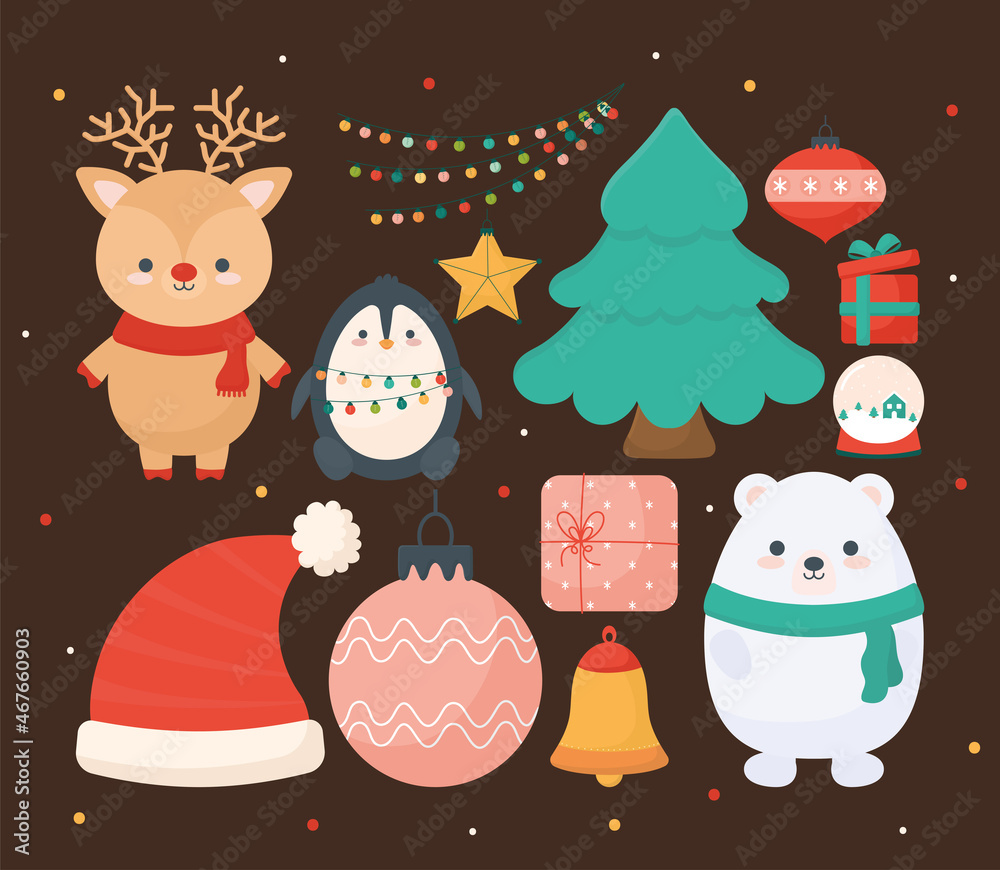 Naklejka premium merry christmas items