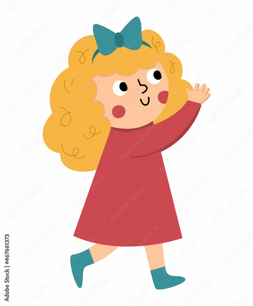 Vector little girl clapping hands. Kid looking show or play. Spectator icon isolated on white background Vector little girl clapping hands. Kid looking show or play. Spectator icon isolated on white background
