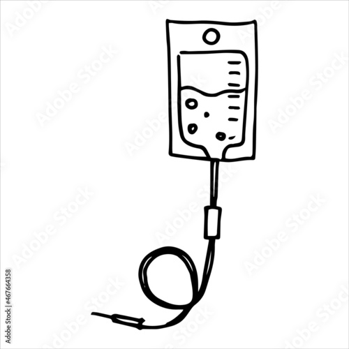 simple vector doodle style drawing. medical dropper. medicine theme, clinic, disease.