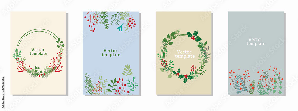 Set of Winter Holiday template for Christmas day, Holiday design. Merry Christmas, New years day, illustration. Vector illustration. Set of Winter Holiday template for Christmas day, Holiday design. Merry Christmas, New years day, illustration. Vector illustration.