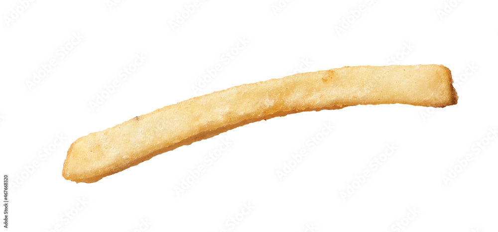 Single french fried potatoes isolated on a white background Single french fried potatoes isolated on a white background