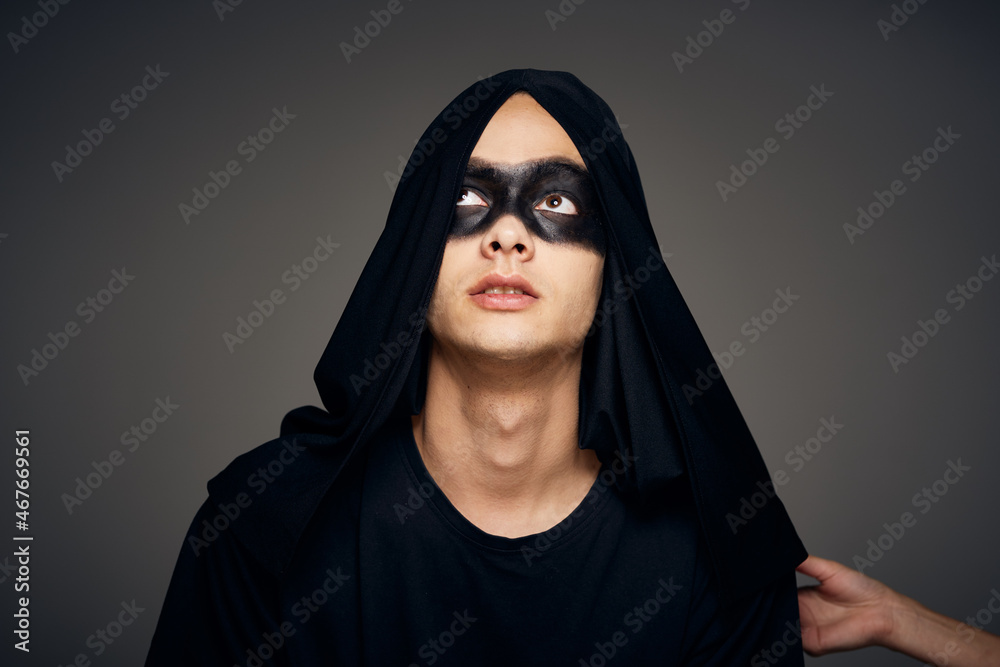 man in black mask halloween horror ghost dark background man in black mask halloween horror ghost dark background