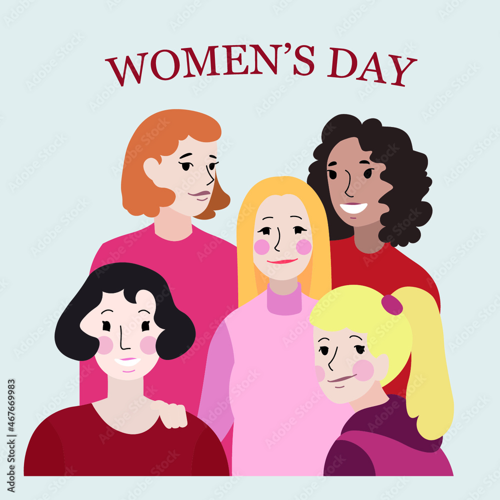 Women's day illustration with womens.