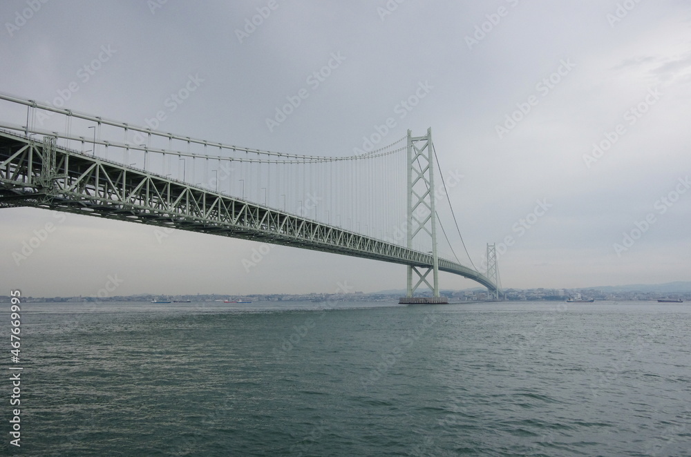 明石海峡大橋を淡路島側から撮影