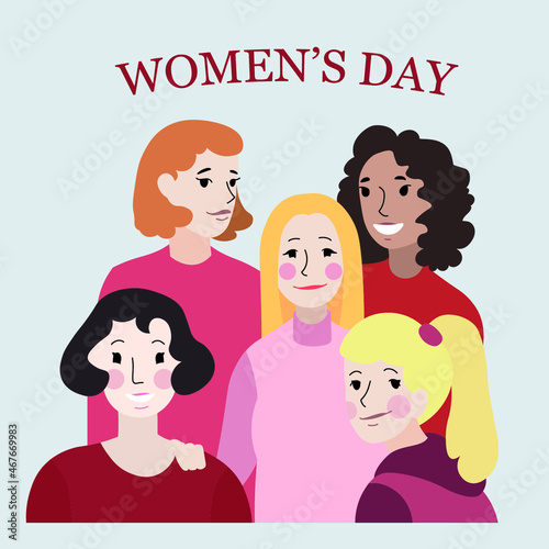 Women's day illustration with womens.