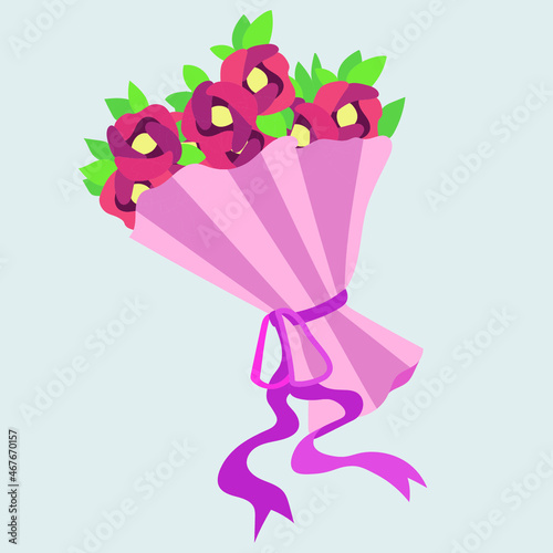 Bouquet of flowers with ribbon