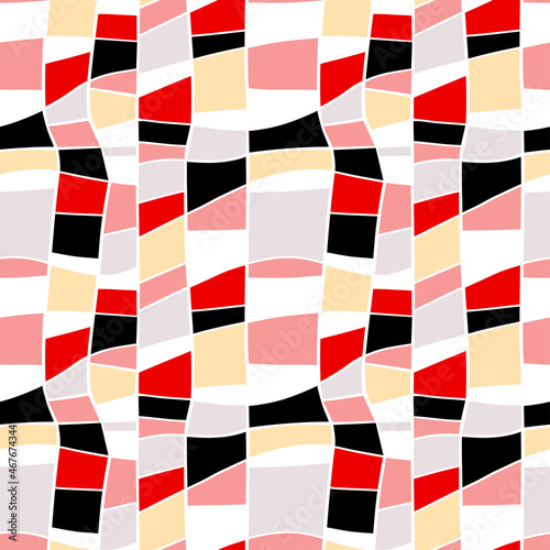 Seamless pattern with abstract forms and lines. Colorful vector design for print and web. 