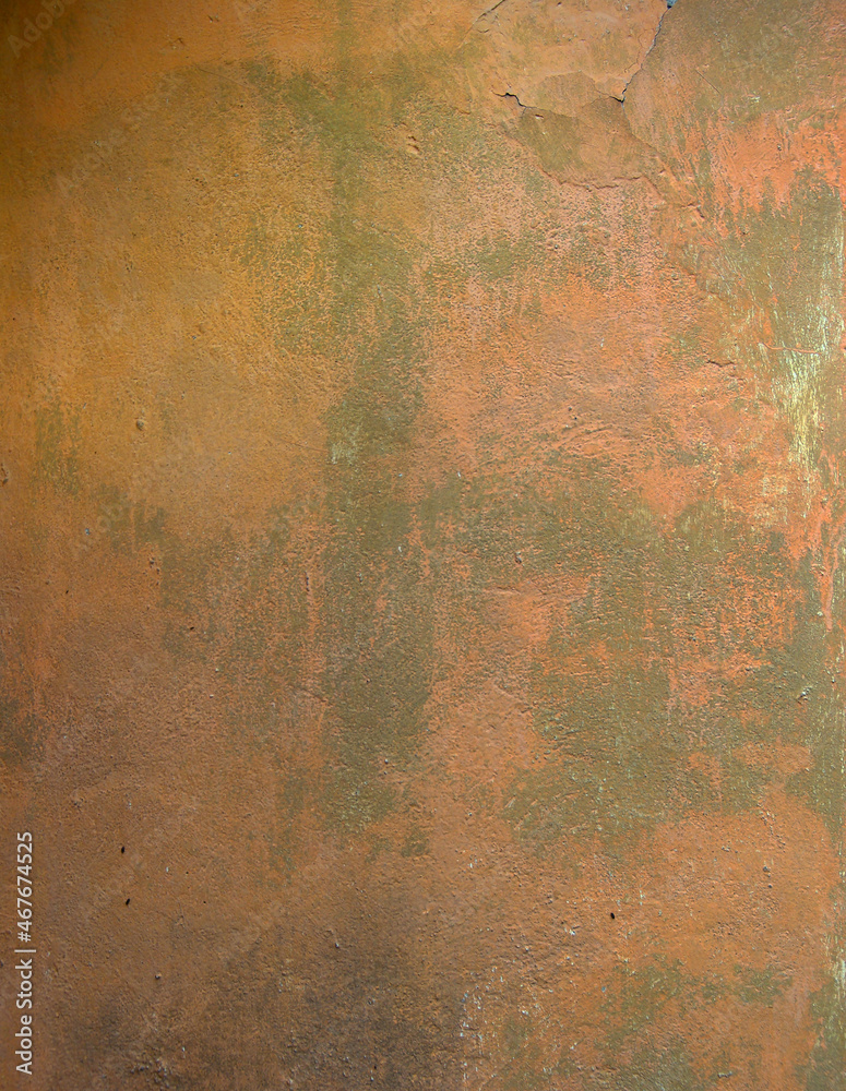 Rusty color paint on old plaster wall surface for texture or background