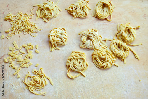 variety of egg pasta made at home