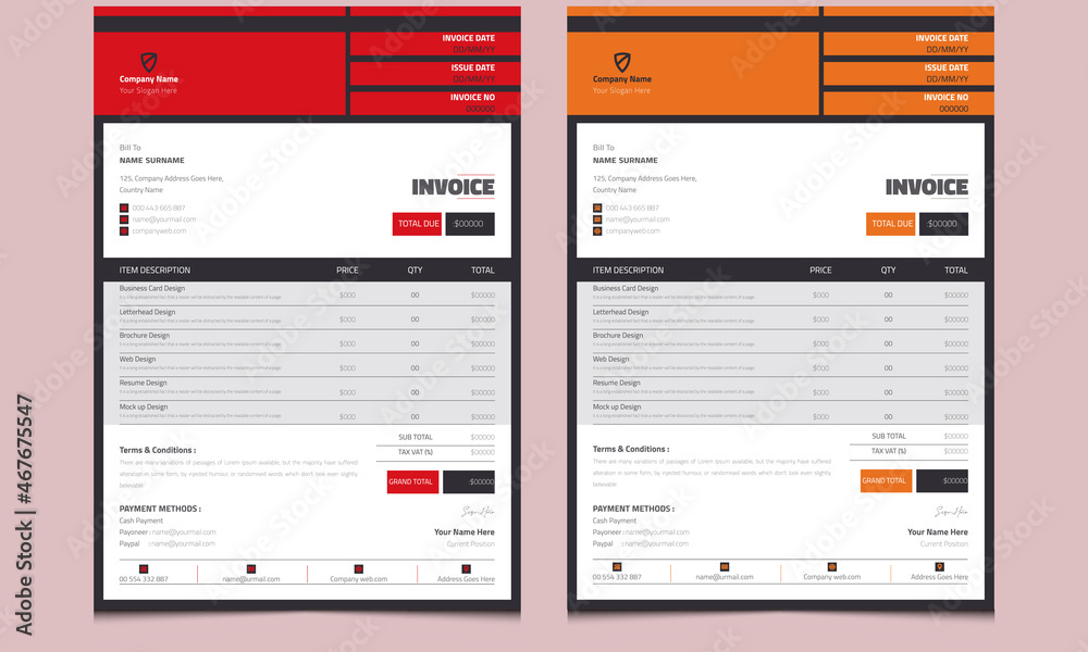 Simple minimal modern bill form business sales invoice accounting and Simple minimal modern bill form business sales invoice accounting and
