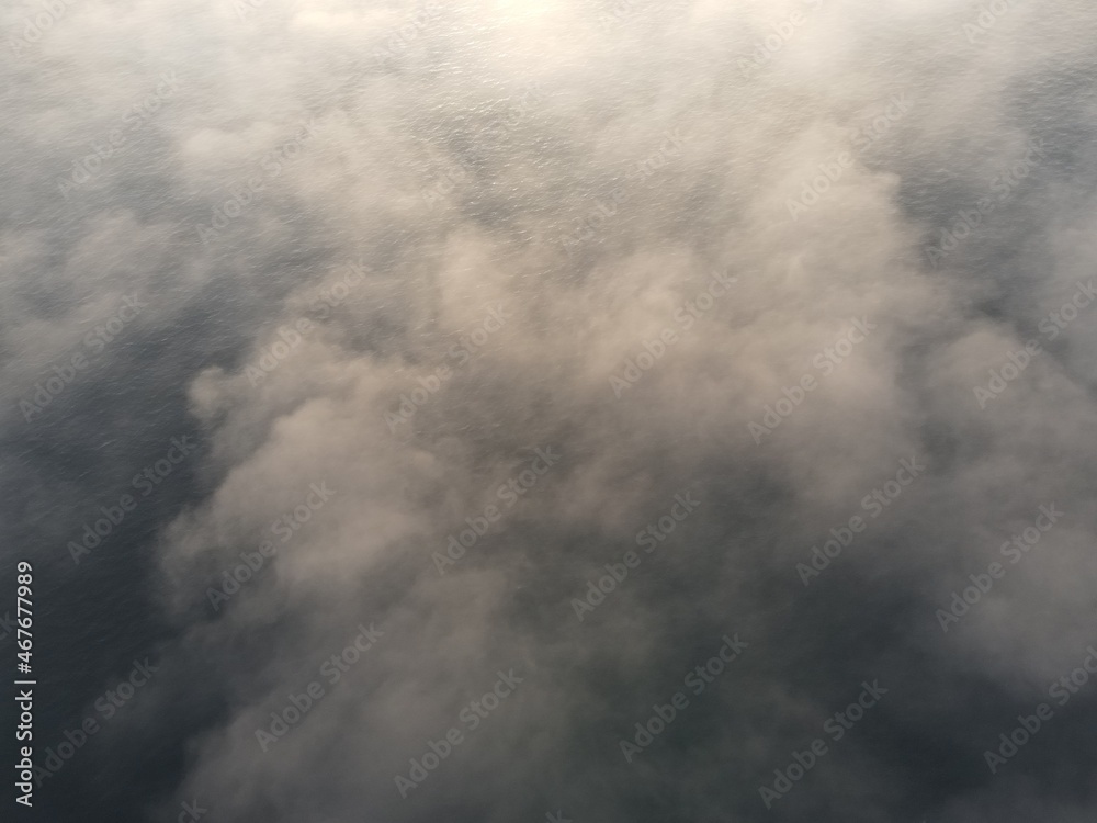 Obraz premium aerial view of fog above sea