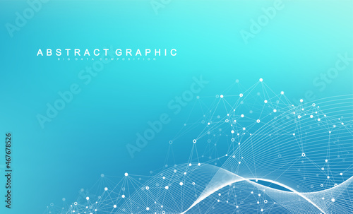 Global network connection concept. Social network communication in the global business. Big data visualization. Internet technology. Vector illustration.