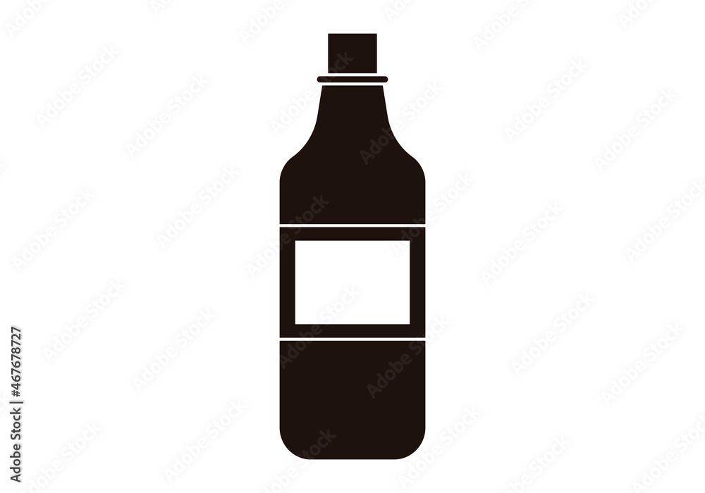 Icono negro de botella del alcohol en fondo blanco.